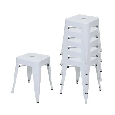 6er-Set Hocker MCW-A73, Metallhocker Sitzhocker, Metall Industriedesign stapelbar ~ weiß