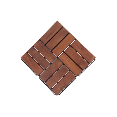 9er-Set Massivholz-Klickfliese aus Akazienholz, ca. 30 x 30 cm - Braun geölt
