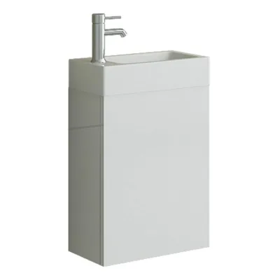AARAU Badset Gäste WC Badmoebel weiss Hochglanz Waschbecken schmal SMC klein Waschtisch Unterschrank