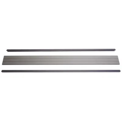 Abschluss-Set für WPC-Sichtschutz Savoie, Abschlussprofil Windschutz, Alu-Pfosten ~ 180cm, grau