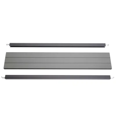 Abschluss-Set für WPC-Sichtschutz Savoie, Abschlussprofil Windschutz, Alu-Pfosten ~ 90cm, grau