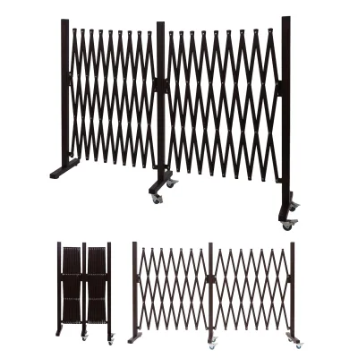 Absperrgitter MCW-B34, Zaun Scherengitter Trenngitter, Alu ausziehbar Laufrollen braun ~ Höhe 109cm, Breite 60-530cm