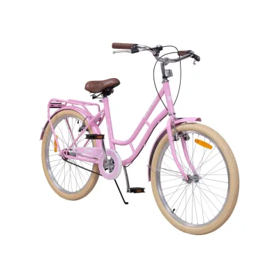 Actionbikes Kinderfahrrad Retrostar 24 Zoll, Rosa, Fahrradständer, Gepäckträger, Sattel gefedert (Rosa)