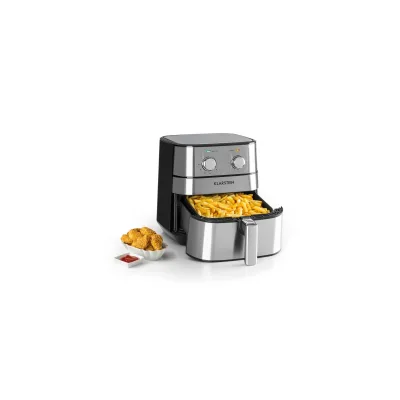 AeroVital Heißluftfritteuse 1700W 5 Liter Timer Edelstahl silber