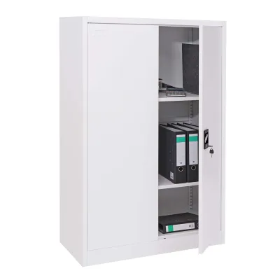 Aktenschrank MCW-H17, Stahlschrank Büroschrank Schrank, 2 Türen abschließbar Metall ~ 140x90x40cm weiß