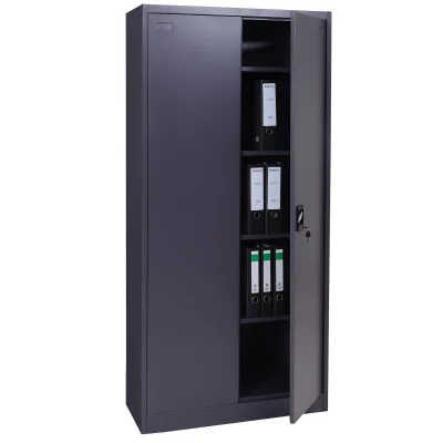 Aktenschrank MCW-H17, Stahlschrank Büroschrank Schrank, 2 Türen abschließbar Metall ~ 185x90x40cm dunkelgrau