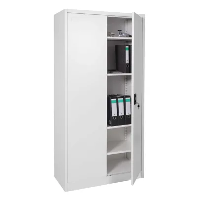 Aktenschrank MCW-H17, Stahlschrank Büroschrank Schrank, 2 Türen abschließbar Metall ~ 185x90x40cm grau