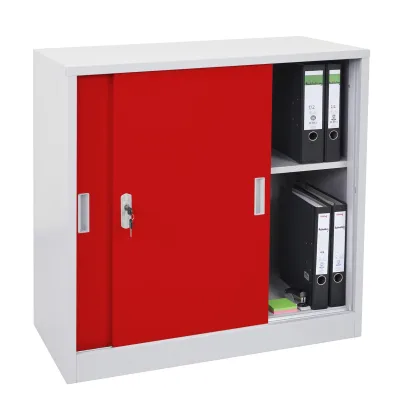 Aktenschrank Preston MCW-F41, Stahlschrank, mit Schiebetüren 90x90x45cm ~ rot