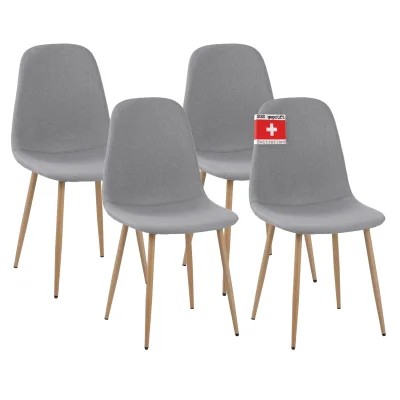 Albatros Esszimmerstuhl FANO mit Stoff Bezug, 4er Set Grau, stilvolles Vintage Design, belastbar mit 110Kg, Polsterstuhl - Moderner Küchenstuhl