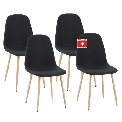 Albatros Esszimmerstuhl FANO mit Stoff Bezug, 4er Set Schwarz, stilvolles Vintage Design, belastbar mit 110Kg, Polsterstuhl - Moderner Küchenstuhl