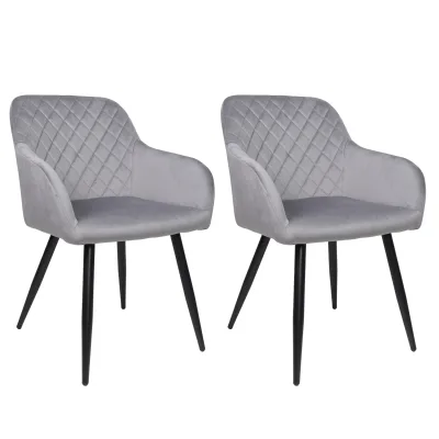 ALBATROS Esszimmerstühle 2er Set SALO, Grau - Modern und Stilvoll, bequemer Polsterstuhl - Eleganter Küchenstuhl, Stuhl Esszimmer oder Esstisch Stuhl im Retro-Look