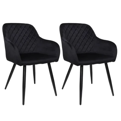 ALBATROS Esszimmerstühle 2er Set SALO, Schwarz - Modern und Stilvoll, bequemer Polsterstuhl - Eleganter Küchenstuhl, Stuhl Esszimmer oder Esstisch Stuhl im Retro-Look