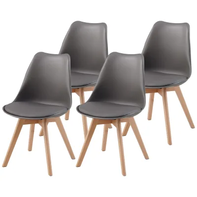 Albatros Esszimmerstühle 4er Set AARHUS, Grau - Beine aus Buche Massiv-Holz, Skandinavisches Retro-Design, bequemer Schalenstuhl - Eleganter Küchenstuhl, Stuhl Esszimmer für Esstisch