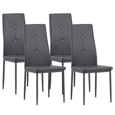 Albatros Esszimmerstühle DIAMOND 4er Set, Grau - Edler Diamant-Look, Polsterstuhl, Kunstleder-Bezug, Modernes Stilvolles Design am Esstisch - Küchenstuhl, Stuhl Esszimmer hoher Belastbarkeit