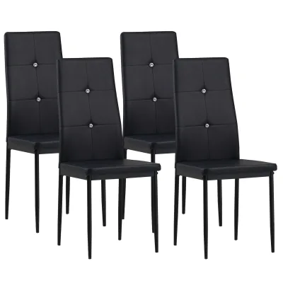 Albatros Esszimmerstühle DIAMOND 4er Set, Schwarz - Edler Diamant-Look, Polsterstuhl Kunstleder-Bezug Modernes Stilvolles Design am Esstisch Küchenstuhl Stuhl Esszimmer hoher Belastbarkeit