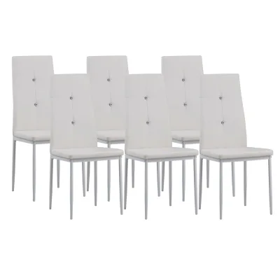 Albatros Esszimmerstühle DIAMOND 6er Set, Weiss - Edler Diamant-Look, Polsterstuhl Kunstleder-Bezug, Modernes Stilvolles Design am Esstisch Küchenstuhl, Stuhl Esszimmer hoher Belastbarkeit