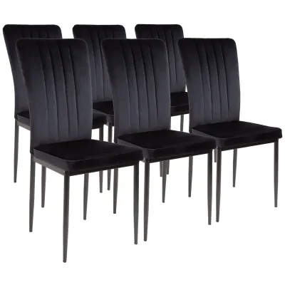 Albatros Esszimmerstühle mit Samt-Bezug 6er Set MODENA, Schwarz - Stilvolles Vintage Design, Eleganter Polsterstuhl am Esstisch - Küchenstuhl oder Stuhl Esszimmer mit hoher Belastbarkeit
