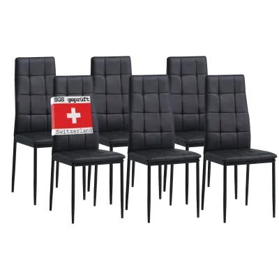 Albatros Esszimmerstühle RIMINI 6er Set, Schwarz - Edles Italienisches Design, Polsterstuhl Kunstleder-Bezug, Modern und Stilvoll am Esstisch - Küchenstuhl Stuhl Esszimmer hohe Belastbarkeit
