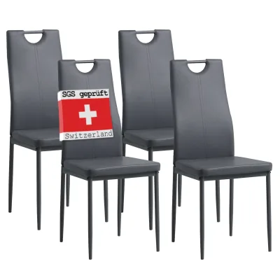 Albatros Esszimmerstühle SALERNO 4er Set, Grau - Edles Italienisches Design, Polsterstuhl Kunstleder-Bezug, Modern und Stilvoll am Esstisch - Küchenstuhl, Stuhl Esszimmer hohe Belastbarkeit