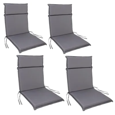 Albatros Gartenstuhl Sitzauflage 4er Set Gartenstuhlauflagen Sitzpolster Sitzkissen Outdoor Anthrazit 99x45cm, Hochlehner Auflage UV Beständig wasserabweisend geeignet für Klappstühle und Stapelstühle