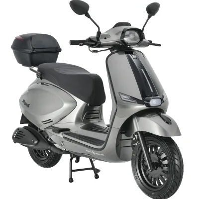 Alpha Motors Motorroller Napoli 50 ccm 45 km/h EURO 5 silber-schwarz inkl. Topcase