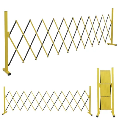 Alu Absperrgitter MCW-B34, Scherengitter Zaun Schutzgitter ausziehbar, 103x35-300cm ~ gelb-schwarz