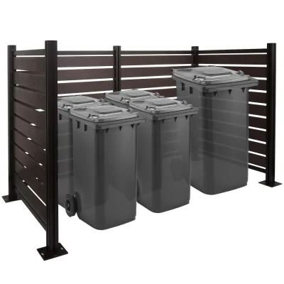 Alu Mülltonnen-Zaun MCW-K57, Mülltonnenverkleidung, Holzoptik erweiterbar 130x206x110cm ~ anthrazit