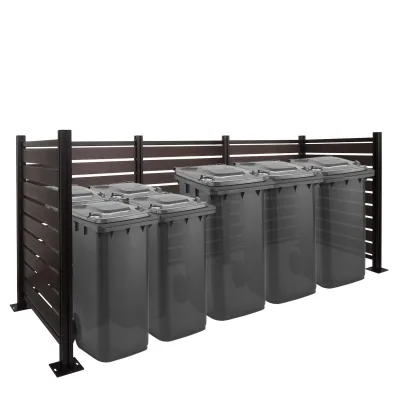 Alu Mülltonnen-Zaun MCW-K57, Mülltonnenverkleidung, Holzoptik erweiterbar 130x300x110cm ~ anthrazit