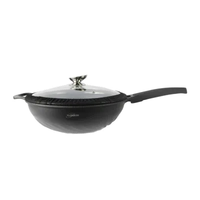 Aluguss Wok Bratpfanne Ø32cm mit Deckel