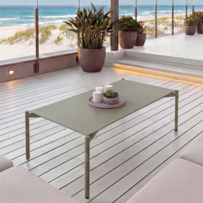 Aluminium-Gartentisch MCW-O11, Outdoor Kaffetisch Tisch Balkontisch, 105x65cm ~ hellgrün