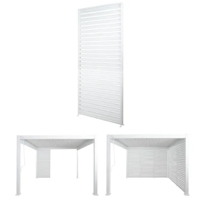 Aluminium Lamellenwand für Pergola MCW-N94 3x3m, Lamellenpaneel Modul Seitenwand Sichtschutz, 213x94cm ~ weiß