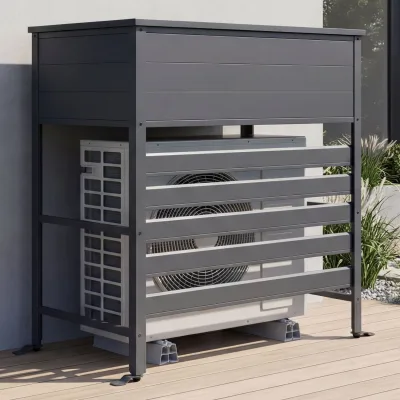 Aluminium Verkleidung für Klimaanlage/Wärmetauscher MCW-P94, Abdeckung Aufbewahrungsbox 110x96x43cm ~ anthrazit