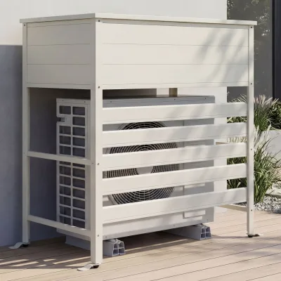 Aluminium Verkleidung für Klimaanlage/Wärmetauscher MCW-P94, Abdeckung Aufbewahrungsbox 110x96x43cm ~ grau-weiß
