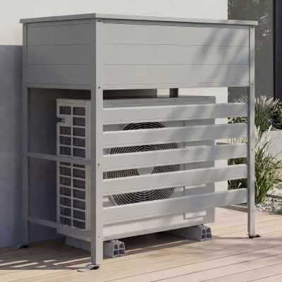Aluminium Verkleidung für Klimaanlage/Wärmetauscher MCW-P94, Abdeckung Aufbewahrungsbox 110x96x43cm ~ grau