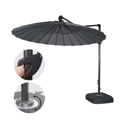 Ampelschirm MCW-A34, Sonnenschirm mit Ständer/Schutzhülle, drehbar rollbar Ø 2,8m Polyester Alu/Stahl 25kg ~ anthrazit