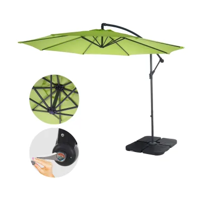 Ampelschirm Terni, Sonnenschirm Sonnenschutz, Ø 3m neigbar, Polyester/Stahl 11kg ~ grün-lemon mit Ständer