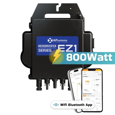 AP Systems Mikro-Wechselrichter 800 W EZ1-M-EU für Balkonkraftwerk, IP67 wetterfest, Plug-&-Play Installation, 2 MPPT, Bluetooth & WIFI, Micro Inverter