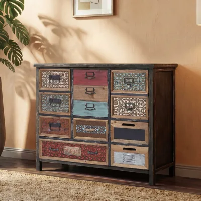 Apotheker-Schrank MCW-A43, Kommode, Tanne Holz massiv Vintage Shabby-Look 84x90x32cm