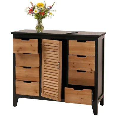Apothekerkommode MCW-O63, Schrank Staufächer Schubladen, Vintage Shabby Fensterladenoptik 80x91x40cm ~ Korpus schwarz