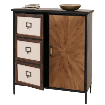 Apothekerkommode MCW-O79, Schrank Highboard Staufächer, Vintage Shabby-Look 94x80x35cm, natur hell