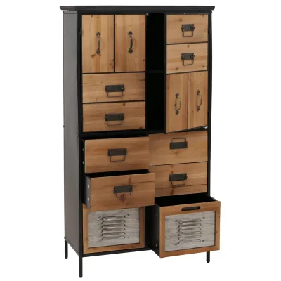 Apothekerkommode MCW-O80, Schrank Highboard Schubladen, Vintage Shabby-Look 136x73x35cm, natur