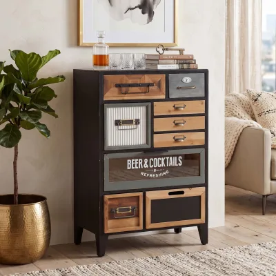 Apothekerkommode MCW-Q25 zweiseitige Schubladenfronten, Kommode Vintage/Shabby Holz Metall 95x58x32cm