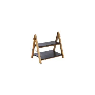 APS Etagère/ Serviergestell, 2-stufig Naturschiefer, Akazienholz