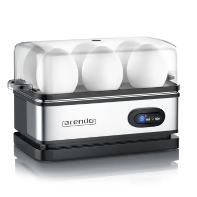 Arendo Eierkocher 6-fach, 400 W, Edelstahl, Warmhaltefunktion, Härtegrad einstellbar, für 6 Eier, silber