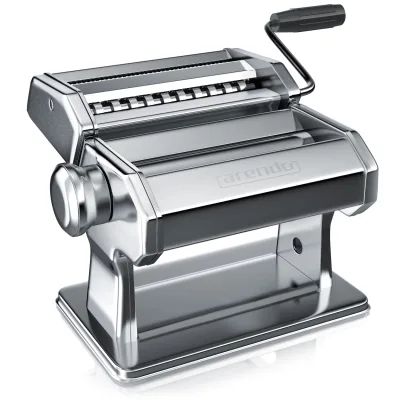 Arendo Nudelmaschine Manueller Pasta Maker, Edelstahl, Nudelpresse, 7 einstellbare Stärken, Duplexvorsatz für Spaghetti, Tagliatelle