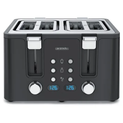 Arendo Toaster, 4 kurze Schlitze, für 4 Scheiben, 1750 W, Automatik, Edelstahl, Wärmeisolierendes Doppelwandgehäuse