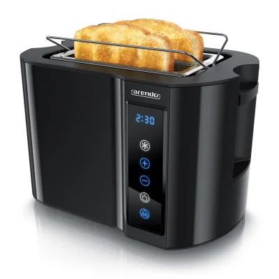 Arendo Toaster, Edelstahl, mit Brötchenaufsatz, Display & Touch, wärmeisoliert, verschiedene Schlitze