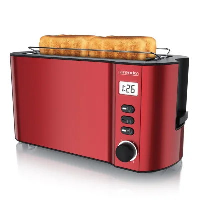 Arendo Toaster, Edelstahl, mit Brötchenaufsatz, Display & Touch, wärmeisoliert, verschiedene Schlitze