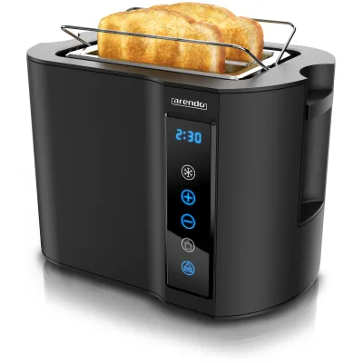 Arendo Toaster Kurzschlitz, Brötchenaufsatz, Wärmeisoliertes Gehäuse, Display, Touch