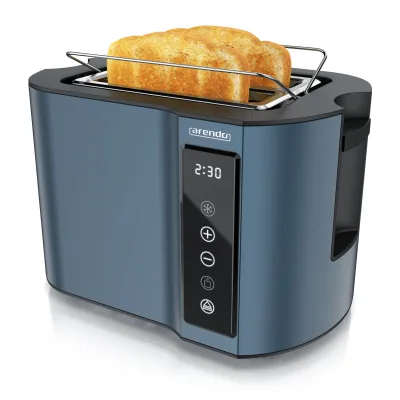 Arendo Toaster Wärmeisoliertes Doppelwandgehäuse, Display mit Restzeitanzeige, 2 kurze Schlitze, für 2 Scheiben, 800 W, Touchpanel, Brötchenaufsatz